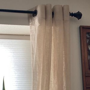 2   (Two) 100% linen drapery panels curtains 54 x 85. Sheers oatmeal color